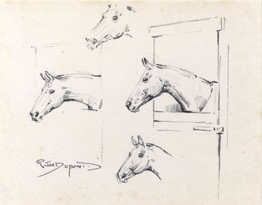 Richard J.M. Dupont - Mid 20th Century Pen and Ink Drawing, Horse Studies