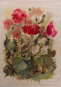 Contemporary Silkscreen - Floral Silk Painting