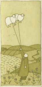 Harriet Brigdale SGFA - Contemporary Etching, Sheep Balloons