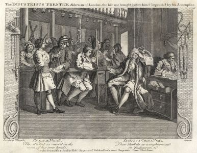 After William Hogarth - 18th Century Engraving, The Industrious 'Prentice