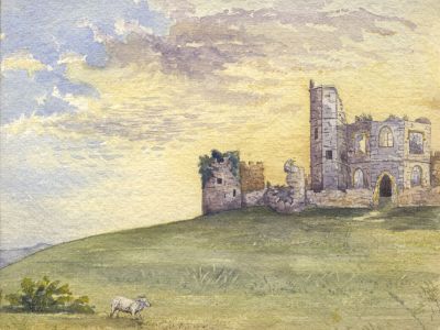 E.H. Lawson - Late 19th Century Watercolour, Castle Ruin with Grazing Sheep