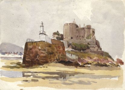 C.A. Hannaford RBA - Mid 20th Century Watercolour, Castle and Lighthouse Scene