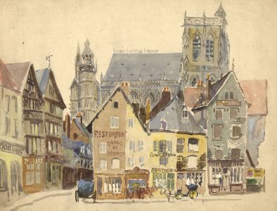 C.A. Hannaford RBA - Mid 20th Century Watercolour, Town Square