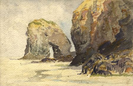 C.A. Hannaford RBA - Mid 20th Century Watercolour, Rocky Coastline Scene