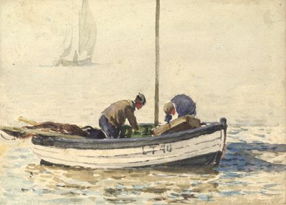 C.E. Hannaford RBA - Early 20th Century Watercolour, Men on Row Boat