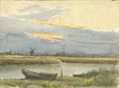 C.A. Hannaford RBA - Mid 20th Century Watercolour, Landscape with Windmill