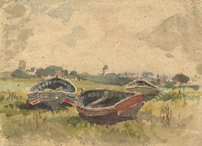 C.E. Hannaford RBA - Early 20th Century Watercolour, Boats on Land