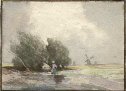 C.A. Hannaford RBA - Mid 20th Century Watercolour, Dutch Scene with Figure