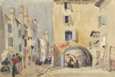 C.E. Hannaford RBA - Early 20th Century Watercolour, Women in the Street