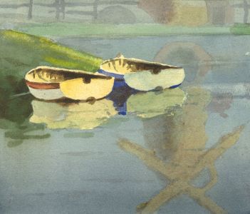 C.A. Hannaford RBA - Mid 20th Century Watercolour, A Mooring by the Mill 2