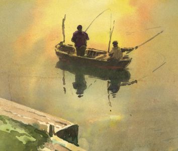 C.A. Hannaford RBA - Mid 20th Century Watercolour, Fishing