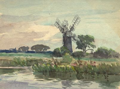 C.A. Hannaford RBA - Mid 20th Century Watercolour, Windmill