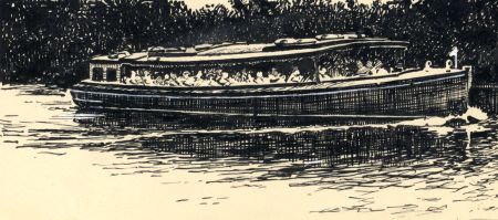 C.A. Hannaford RBA - Mid 20th Century Pen and Ink Drawing, River Boat