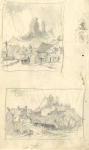 C.A. Hannaford RBA - Mid 20th Century Graphite Drawing, Continental Scene