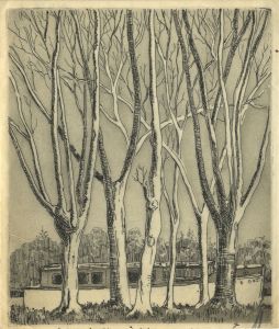 C.A. Hannaford RBA - Mid 20th Century Etching, Willow Trees