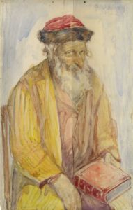 Chris Adams RMS - 1922 Watercolour, Seated Man with a Book