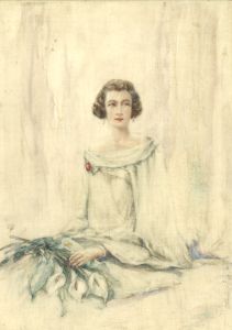 Chris Adams RMS - Mid 20th Century Watercolour, Woman with Lilies