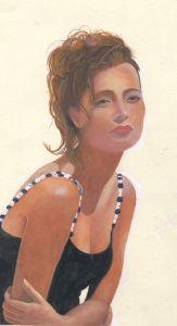 Jack Arnott - Contemporary Gouache, Girl in Bathing Suit