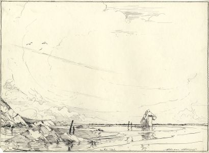 Marcus Adams - Early 20th Century Pen and Ink Drawing, On the Coast