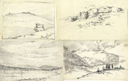 Marcus Adams - Set of Four Mid 20th Century Pen and Ink Drawings, Landscapes