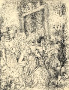 Harold Hope Read - Mid 19th Century Pen and Ink Drawing, Society Scene