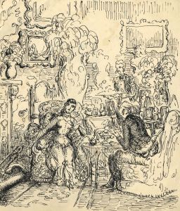Harold Hope Read - Mid 19th Century Pen and Ink Drawing, Afternoon Tea