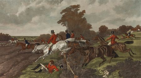 J. Harris - Large 1867 Aquatint, Herring's Fox-Hunting Scenes: Full Cry