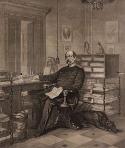 1875 Wood Engraving - Prince Bismarck in His Study - Illustrated London News