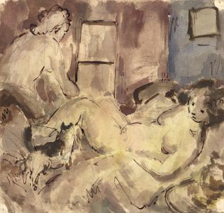 Harold Hope Read - Mid 19th Century Watercolour, Reclining Nude