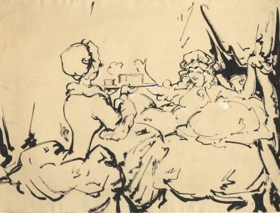 Harold Hope Read - Mid 19th Century Pen and Ink Drawing, Two Women