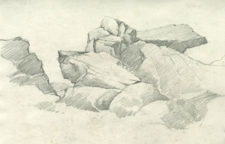Marcus Adams (1875-1959) - 1953 Graphite Drawing, Rock Formation