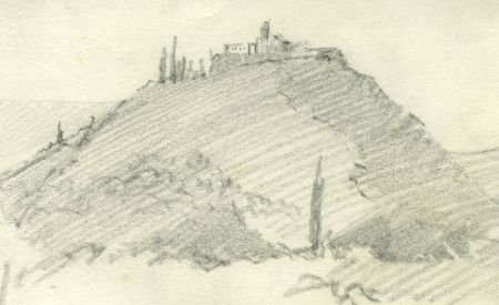 Marcus Adams - Mid 20th Century Graphite Drawing, Mediterranean Landscape