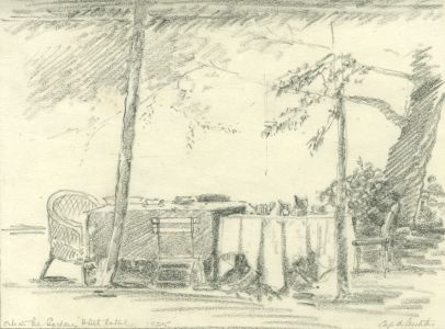Marcus Adams (1875-1959) - 1925 Graphite Drawing, Out in the Garden, Antibes