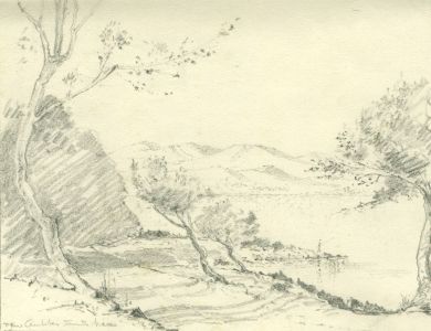 Marcus Adams - Mid 20th Century Graphite Drawing, View From Antibes