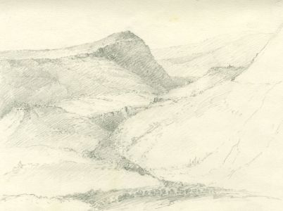 Marcus Adams (1875-1959) - Mid 20th Century Graphite Drawing, Hilled Landscape
