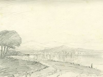 Marcus Adams - 1925 Graphite Drawing, Antibes from the Cap Roadway