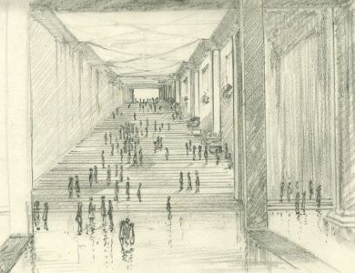 Marcus Adams (1875-1959) - Mid 20th Century Graphite Drawing, Grand Interior