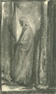 Marcus Adams (1875-1959) - Mid 20th Century Charcoal Drawing, Man in a Doorway