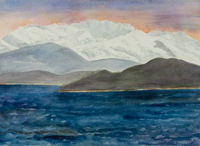 Rosalind Adams (née Thuillier) - Contemporary Watercolour, Inside Passage Alaska