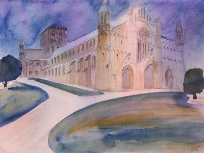 Rosalind Adams (née Thuillier) - Contemporary Watercolour, St Alban's Abbey