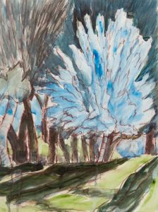 Rosalind Adams (née Thuillier) - Contemporary Watercolour, The Blue Tree