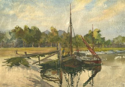 C.A. Hannaford - Mid 20th Century Watercolour, Boats at Low Tide