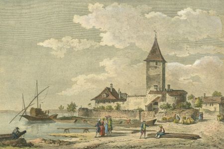 Louis Joseph Masquellier - 1777 Engraving, Vue du Port d'Ouchy