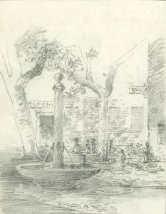 Marcus Adams - Early 20th Century Graphite Drawing, Courtyard