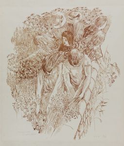 Stanley Spencer - Limited Edition 1975 Lithograph, Girls Gathering Flowers