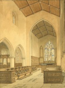 Early 20th Century Watercolour - Church Interior