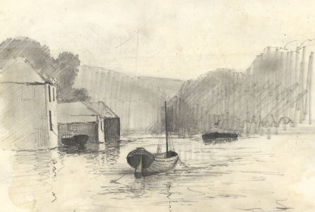 C.A. Hannaford - 1909 Graphite Drawing, Lerryn, Cornwall