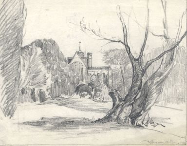 Marcus Adams - 1935 Graphite Drawing, Romsey Abbey