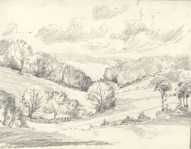 Marcus Adams - Early 20th Century Graphite Drawing, Rolling Hills