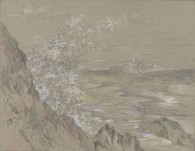 Marcus Adams - Early 20th Century Chalk Drawing, Waves Breaking